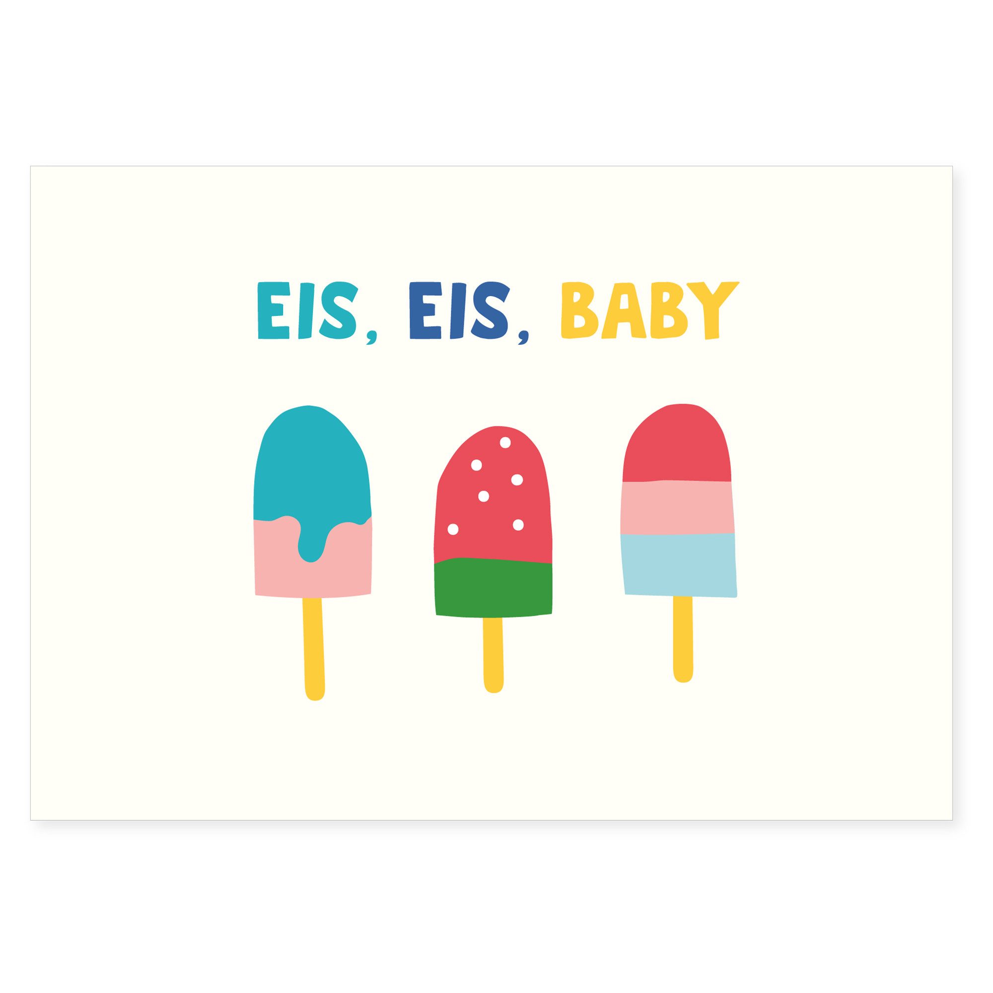 Bow & Hummingbird Postkarte Postkarte Eis, Eis, Baby, 100 % Recyclingpapier