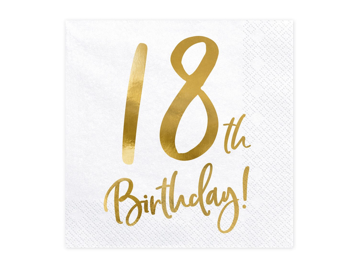 partydeco Papierserviette, Servietten 18. Geburtstag 33x33cm 20 Stück, weiß / gold