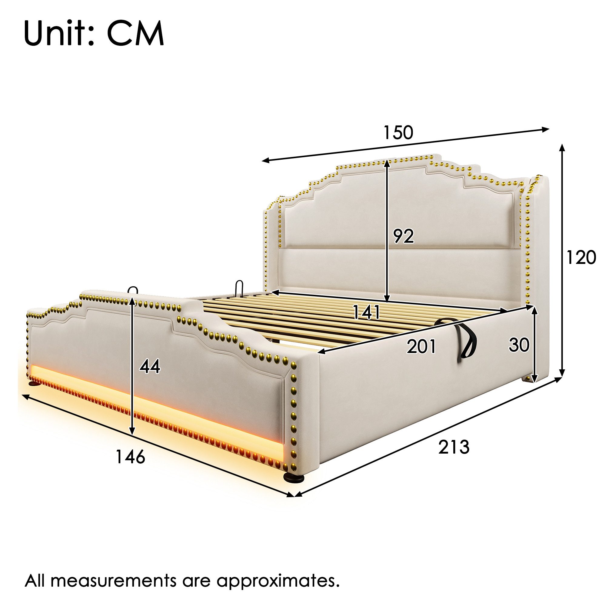 TavilaEcon Boxspringbett Doppelbett mit Stauraum, LED-Beleuchtung günstig online kaufen