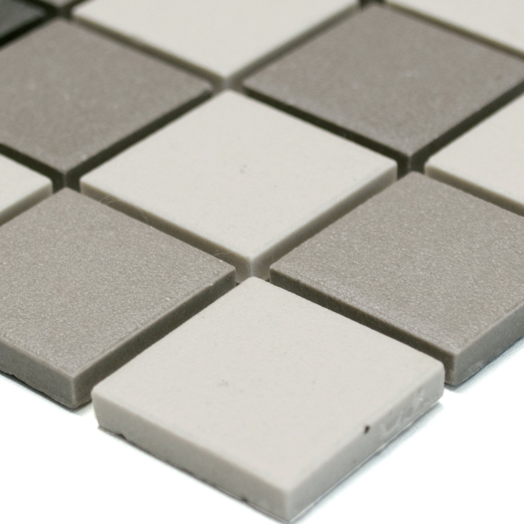 Mosafil Mosaikfliesen Keramikmosaik Miranda Rutschhemmend Grau Beige Unglasiert Q25, Keramik 32.600x30.000, schwarz-beige-grau, Verlegefertig auf ein Netz geklebt - Frostsicher - Wasserfest