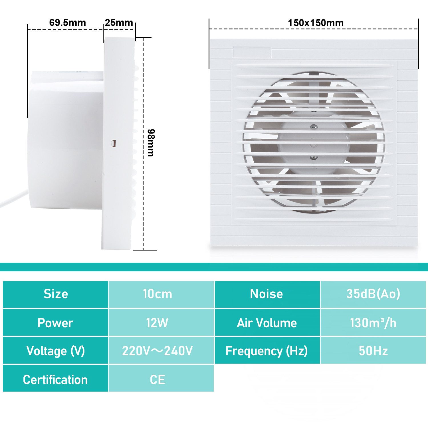 Clanmacy Wandventilator Badlüfter 100/150mm Ventilator Wandlüfter Mit Rückf günstig online kaufen