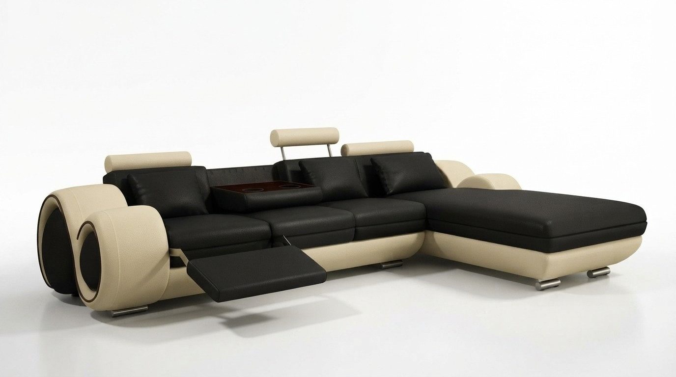 Xlmoebel Ecksofa Eckcouch BERLIN aus Leder mit USB-Anschluss und modernem Design, Ecksofa, Hergestellt in Europa