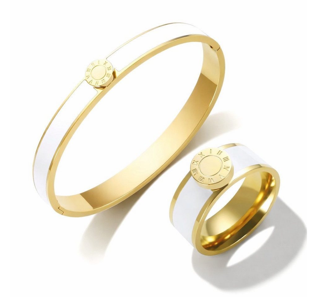 ROUGEMONT Schmuckset Damen Schmuckset Armreif und Ring-Edelstahl-moderner Sommer Schmuck, Wasserfest