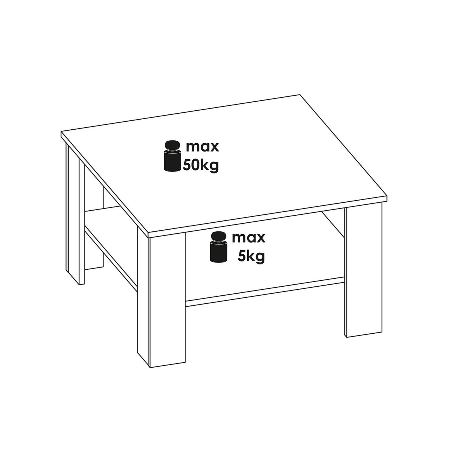 FELICE, 68 Sofa Couchtisch CARO-Möbel cm Wohnzimmer schwarz mit Beistell 68 Stauraum x Couchtisch