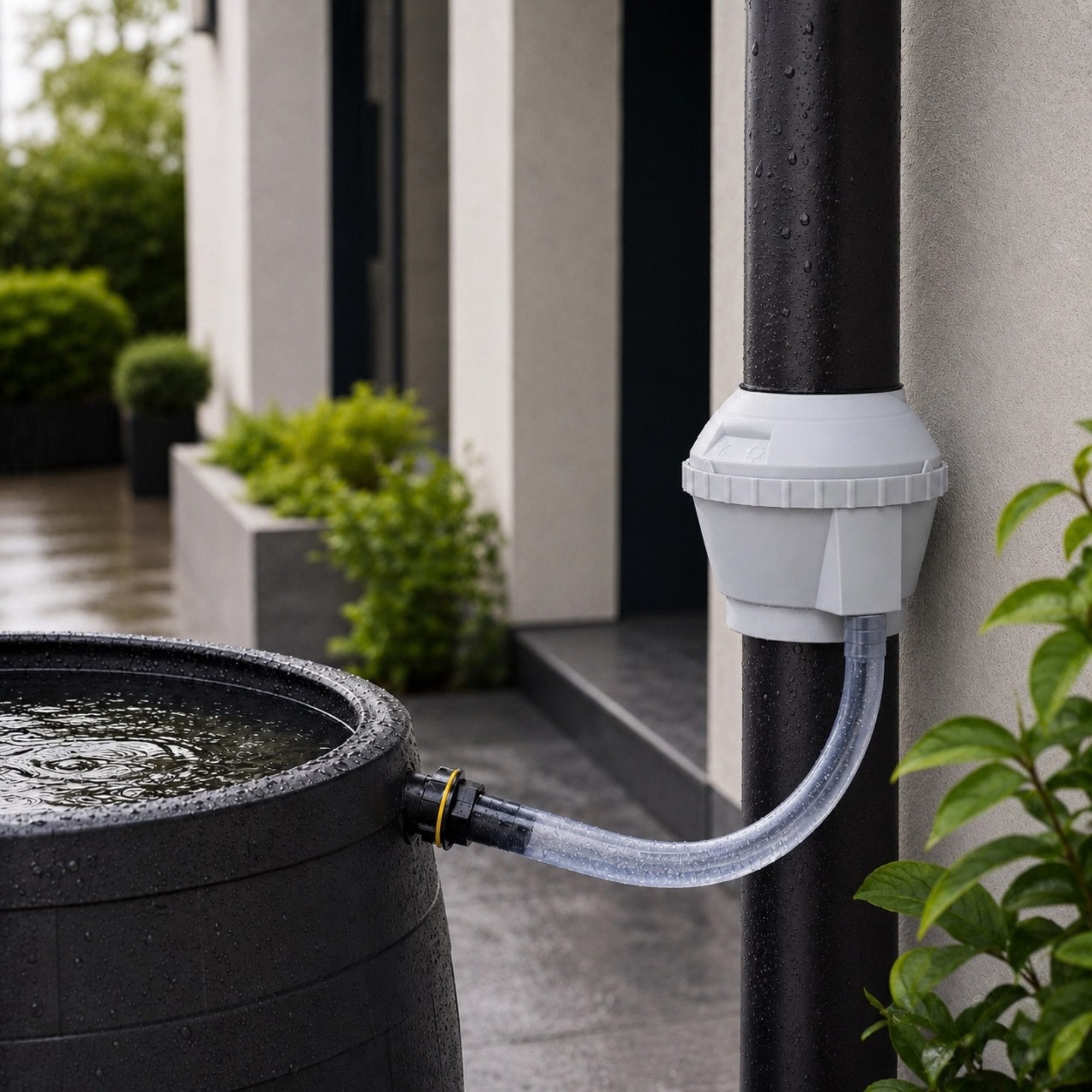 YourCasa Regentonne Regensammler Set QuickFlow mit Verbindungsschlauch 31cm, Wintermodus,Filter