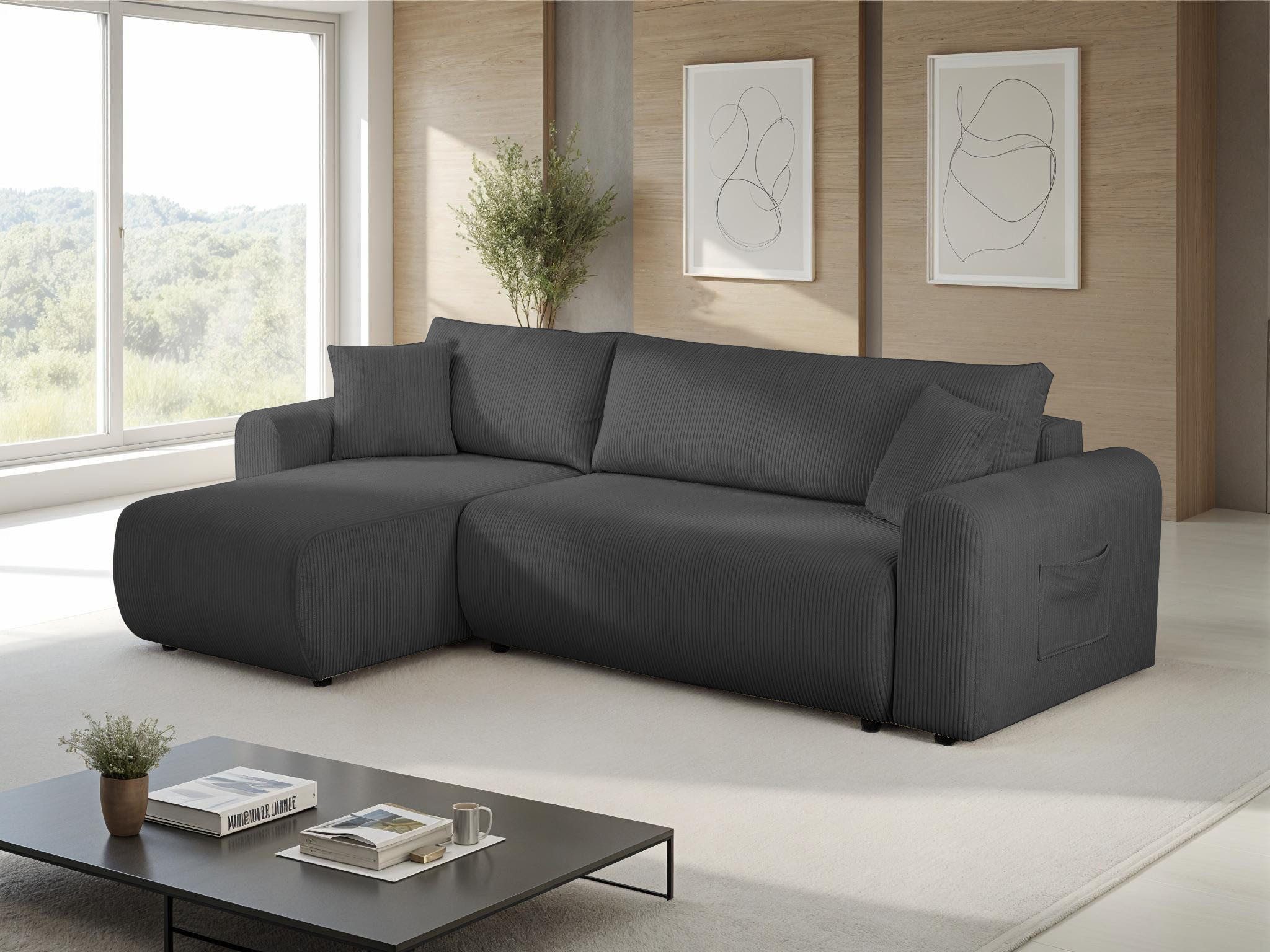 OTTO home Ecksofa JONAA Cord L-Form, 241cm. OTTO. Verlässliche Qualität, Tonnentaschen-Federkern, Bettkasten, Schlafsofa (133/200)