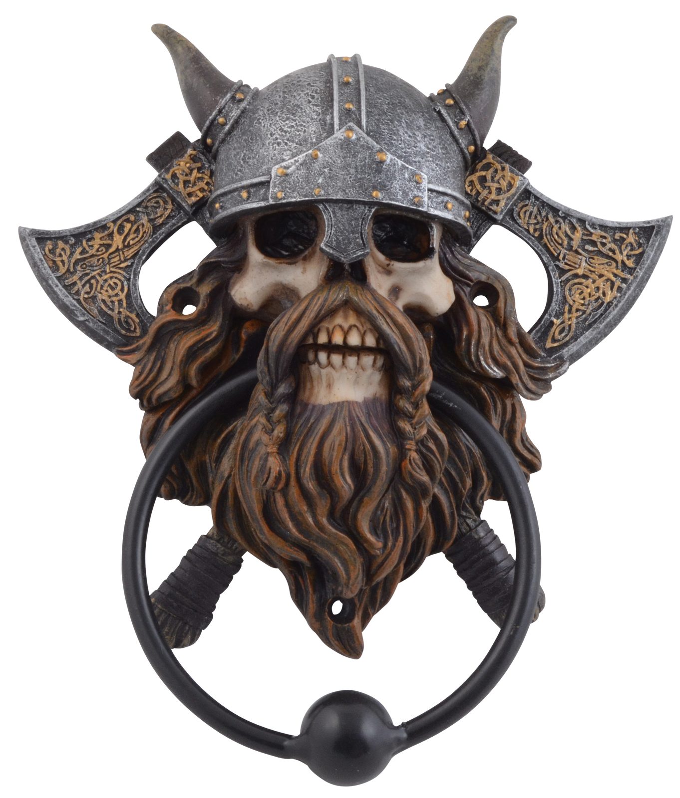 Vogler Dekofigur Türklopfer Vikings never die mit Metallklopfer 18 cm Figur Wikinger