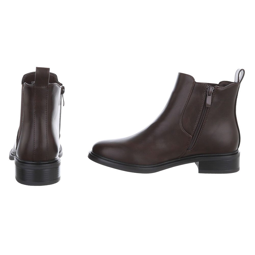 Ital-Design Damen Chelsea Boot mit Blockabsatz für Alltag & Freizeit Stiefelette (92355229) Blockabsatz Chelsea Boots in Dunkelbraun – Bild 5 von 5