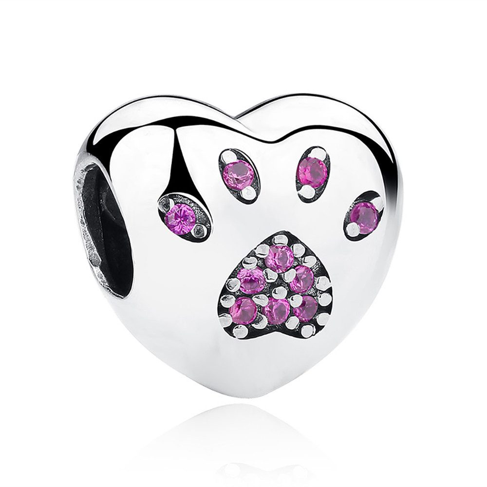 PANDACHARMS Bead Pfötchenherz Lila Charm für Charm Armband, 925er Silber, Z günstig online kaufen
