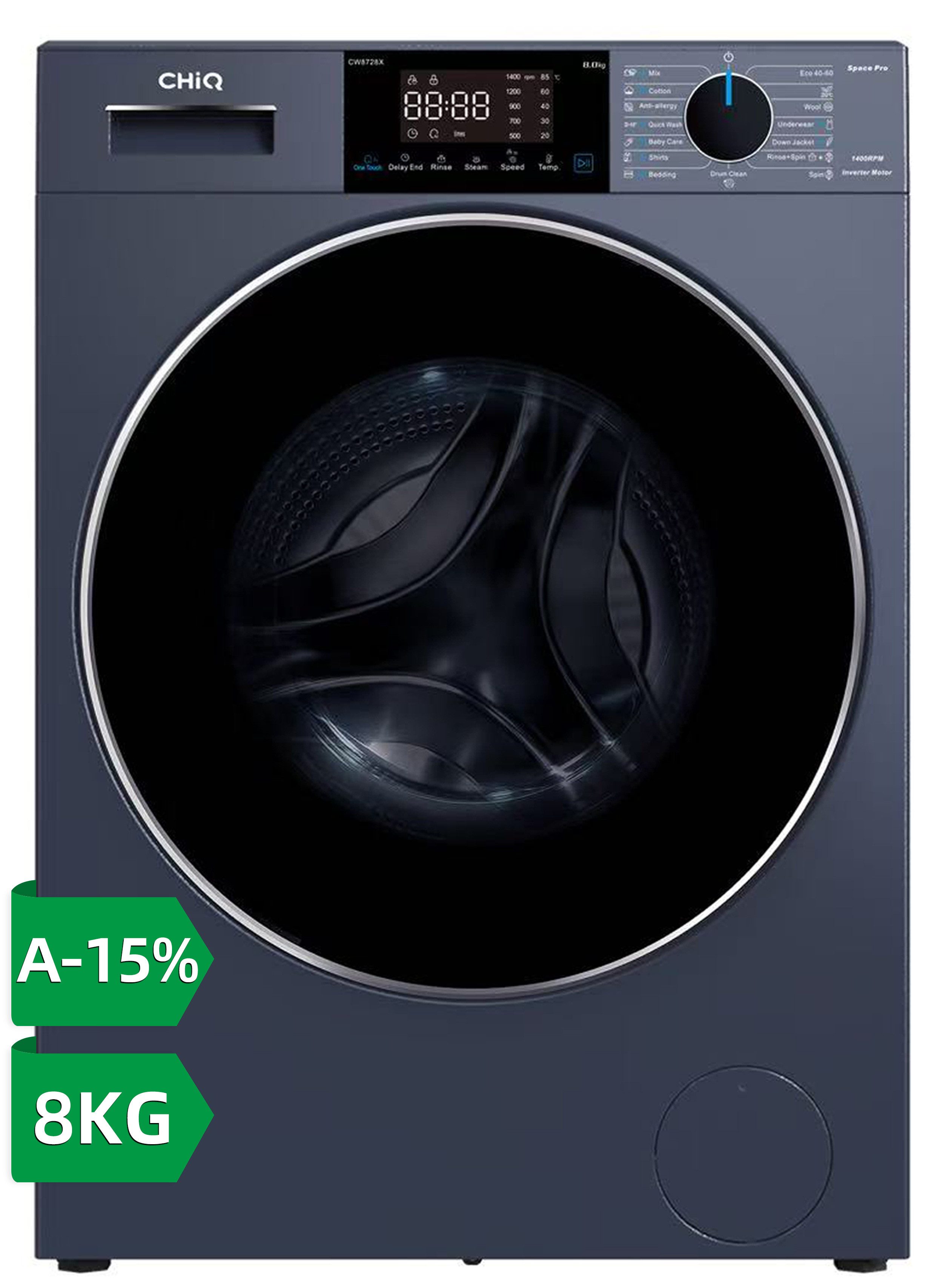 CHiQ Waschmaschine Pure Flat Design CW8728X, 8 kg, 1400 U/min