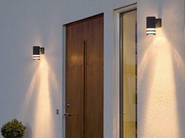 KONSTSMIDE LED Außen-Wandleuchte, LED wechselbar, warmweiß, Fassadenbeleuchtung Haus-wand beleuchten, Außenlicht Schwarz H: 15,5cm