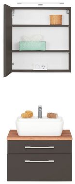 HELD MÖBEL Badmöbel-Set Davos, (2-St), Spiegelschrank Breite 60 cm, mit rechteckigem Waschbecken