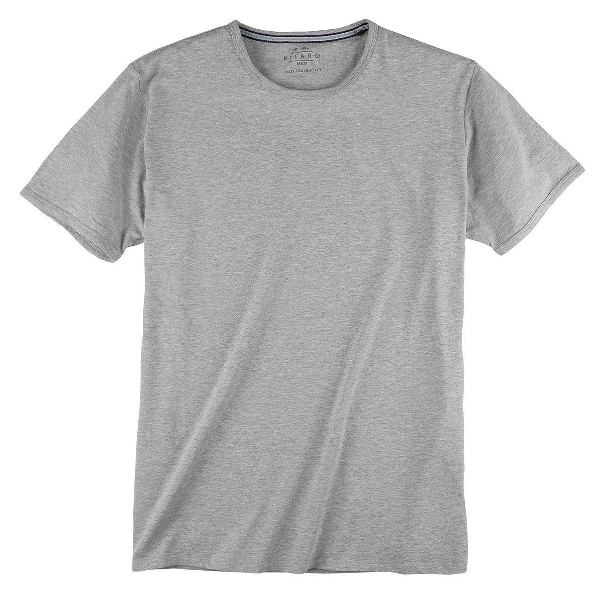 Kitaro Rundhalsshirt XXL Kitaro Basic Stretch T-Shirt hellgrau melange