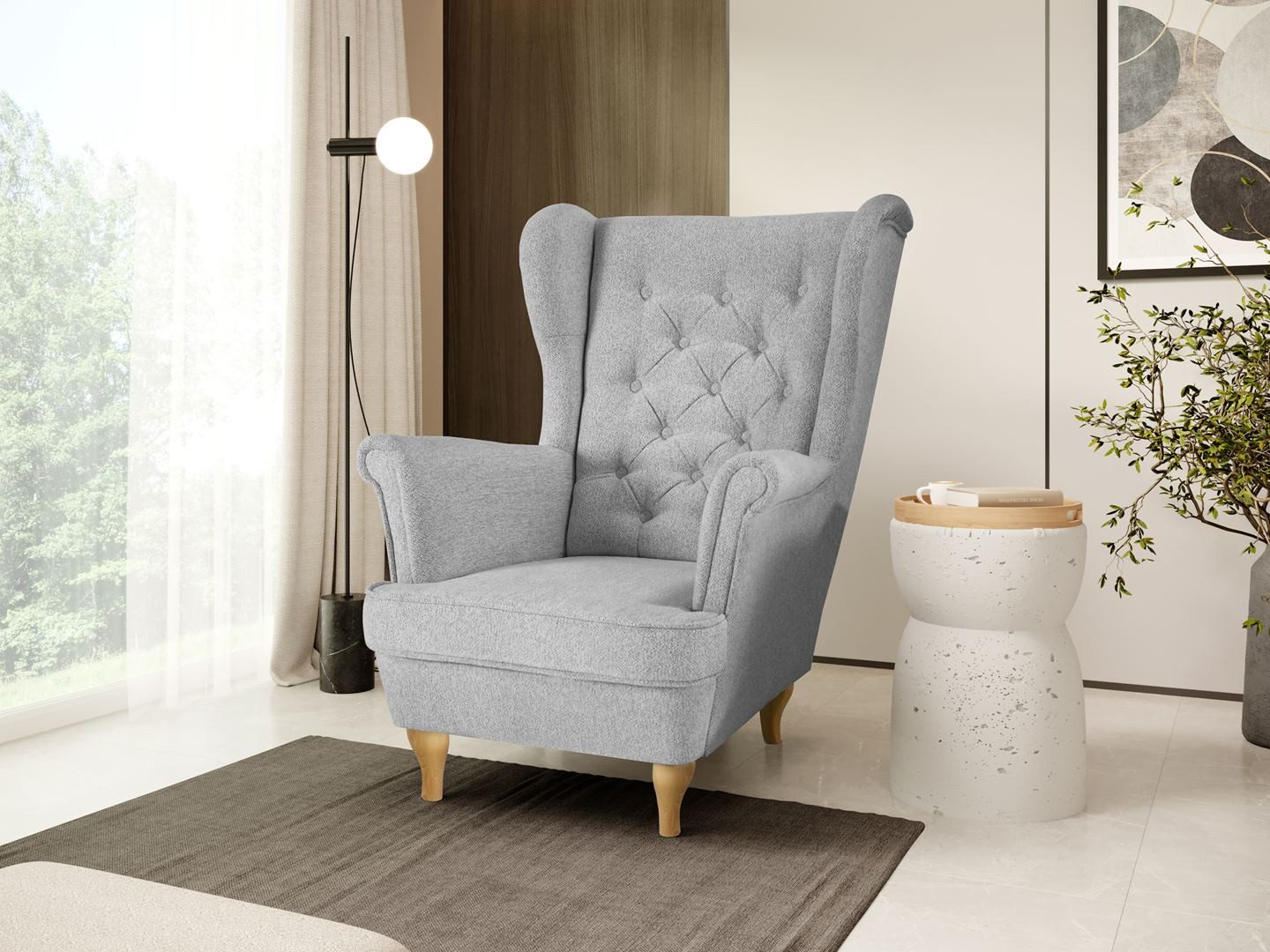 Beautysofa Ohrensessel Sessel FALCO Chesterfield Wohnzimmersessel günstig online kaufen