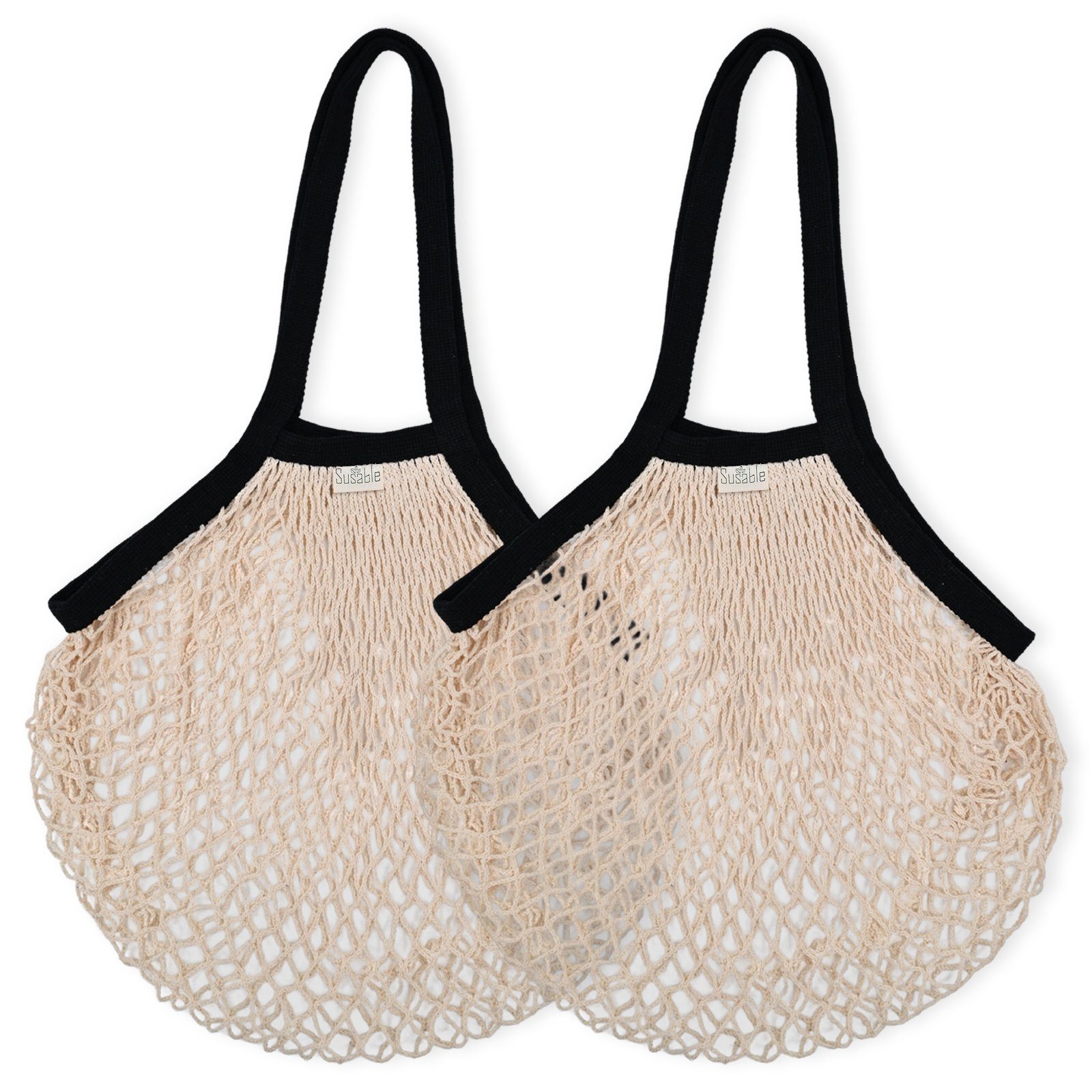 Schultertasche Vielseitige Einkaufstasche – Netztasche aus Bio-Baumwolle 2er-set