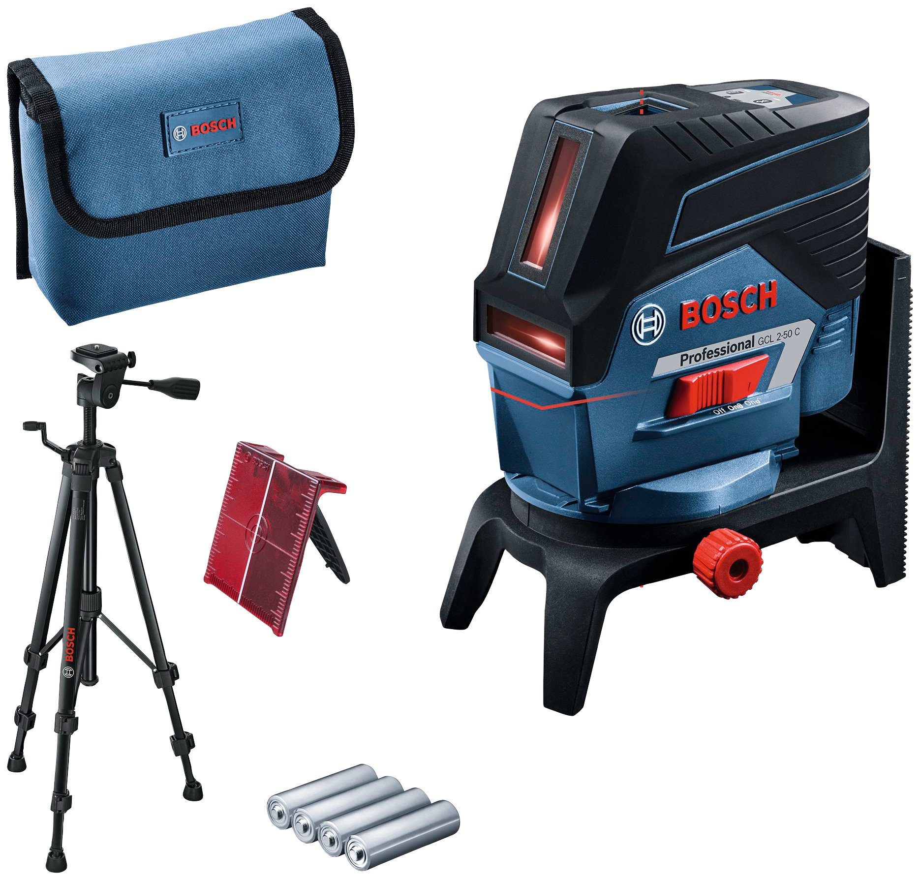 Bosch Professional Punkt- und GCL Professional 2-50 m Ø C Arbeitsbereich: Baustativ-Set, (Set), Linienlaser 20