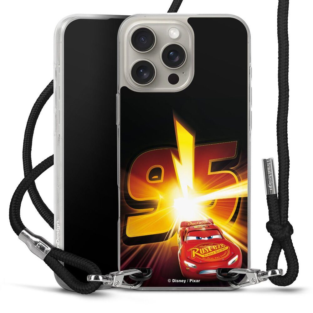 DeinDesign Handyhülle Offizielles Lizenzprodukt Cars Lightning Mcqueen 95 Cars3 Lightning 95, Apple iPhone 16 Pro Max Handykette Hülle mit Band Case zum Umhängen