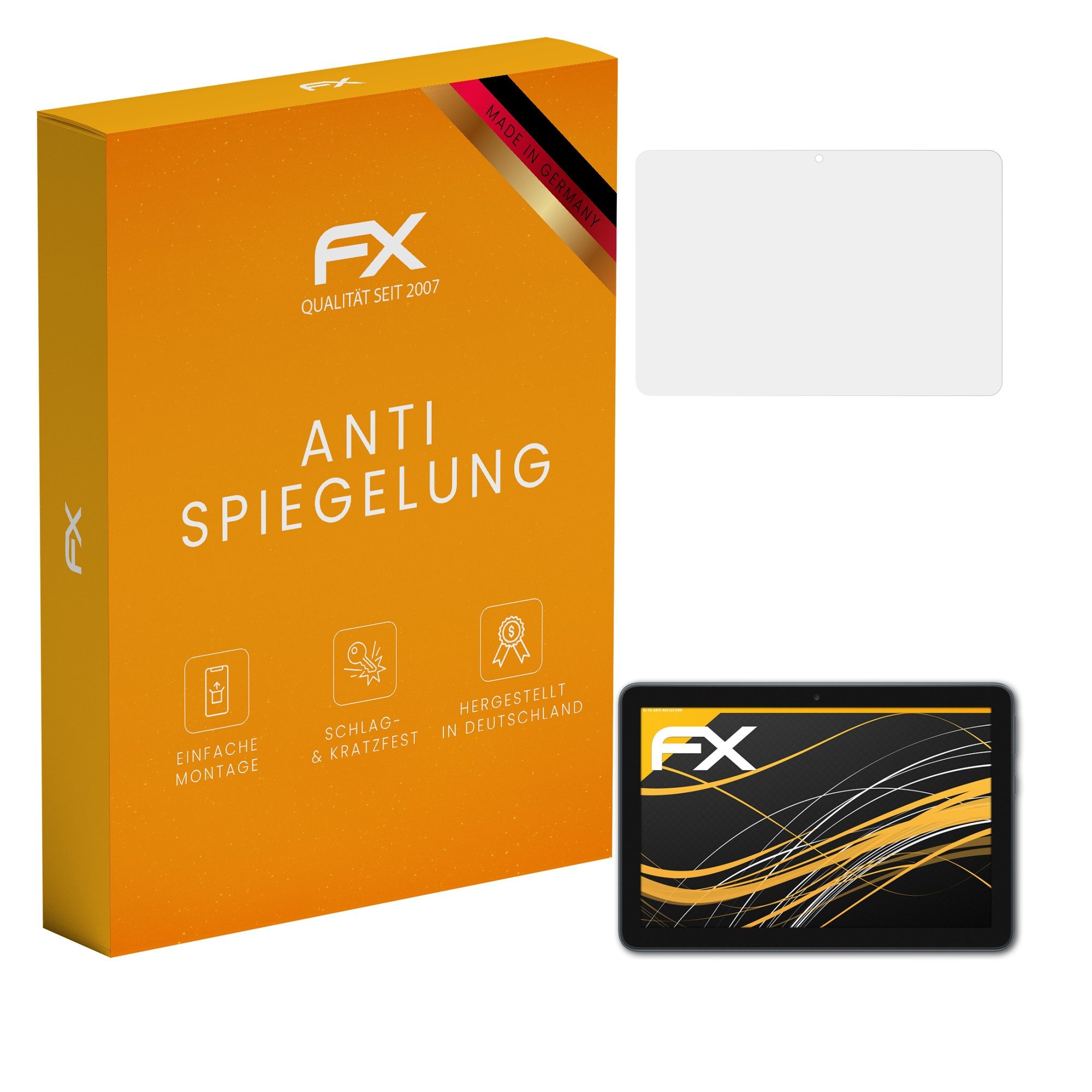 atFoliX Schutzfolie für Amazon Fire HD 8 Plus Model 2020, (2 Folien), Entspiegelnd und stoßdämpfend