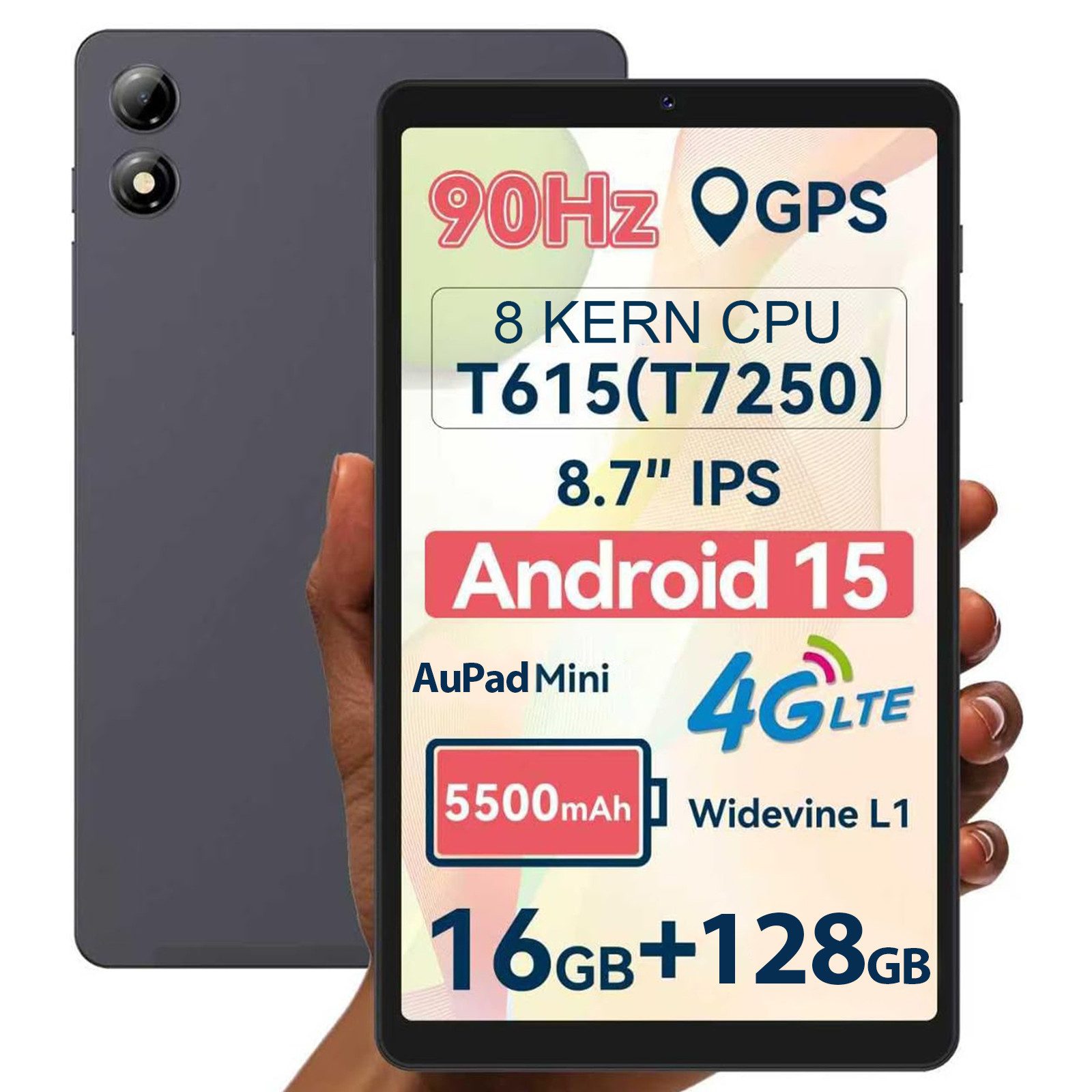 CHUWI AuPad Mini, 8.7 zoll,16(4+12)GB+ 128GB, Android 15, 4G LTE Tablet (8.7", 128 GB, Android 15, 4G LTE, Ausgestattet mit einem Kindersicherungsmodus,Benutzerhilfe)