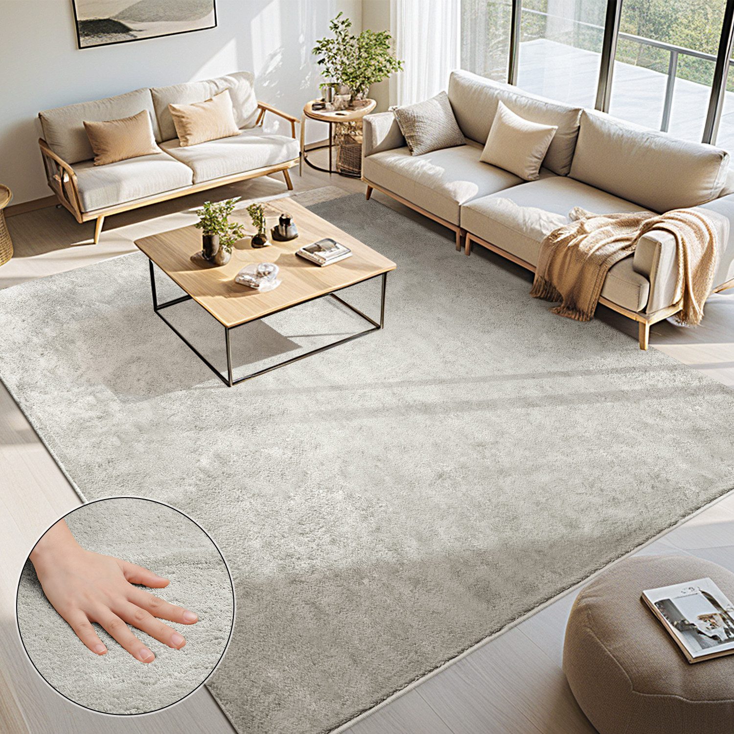 Simloveve Teppich Wohnzimmerteppich Einfarbiges Design, Rechteckig, günstig online kaufen