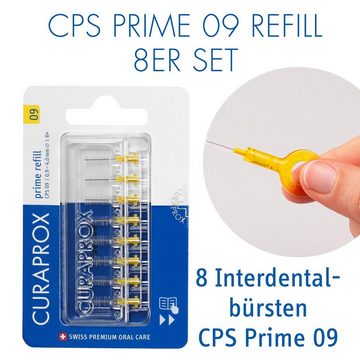 CURAPROX Interdentalbürsten Interdentalbürste CPS 09 prime, Refill, 8 Stück, gelb, 4 mm Wirksamkeit, Nachfüllpackung, ohne Halter