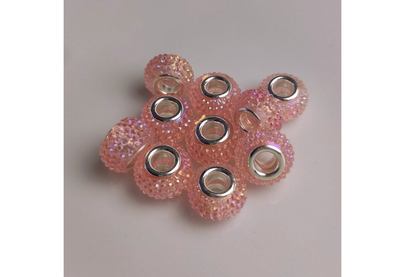 Thumbnail - Kopper-24 Bastelperlen Großloch Spacer Charm Perlen Rondelle Bubble genoppt, 14 mm, 10 Stück