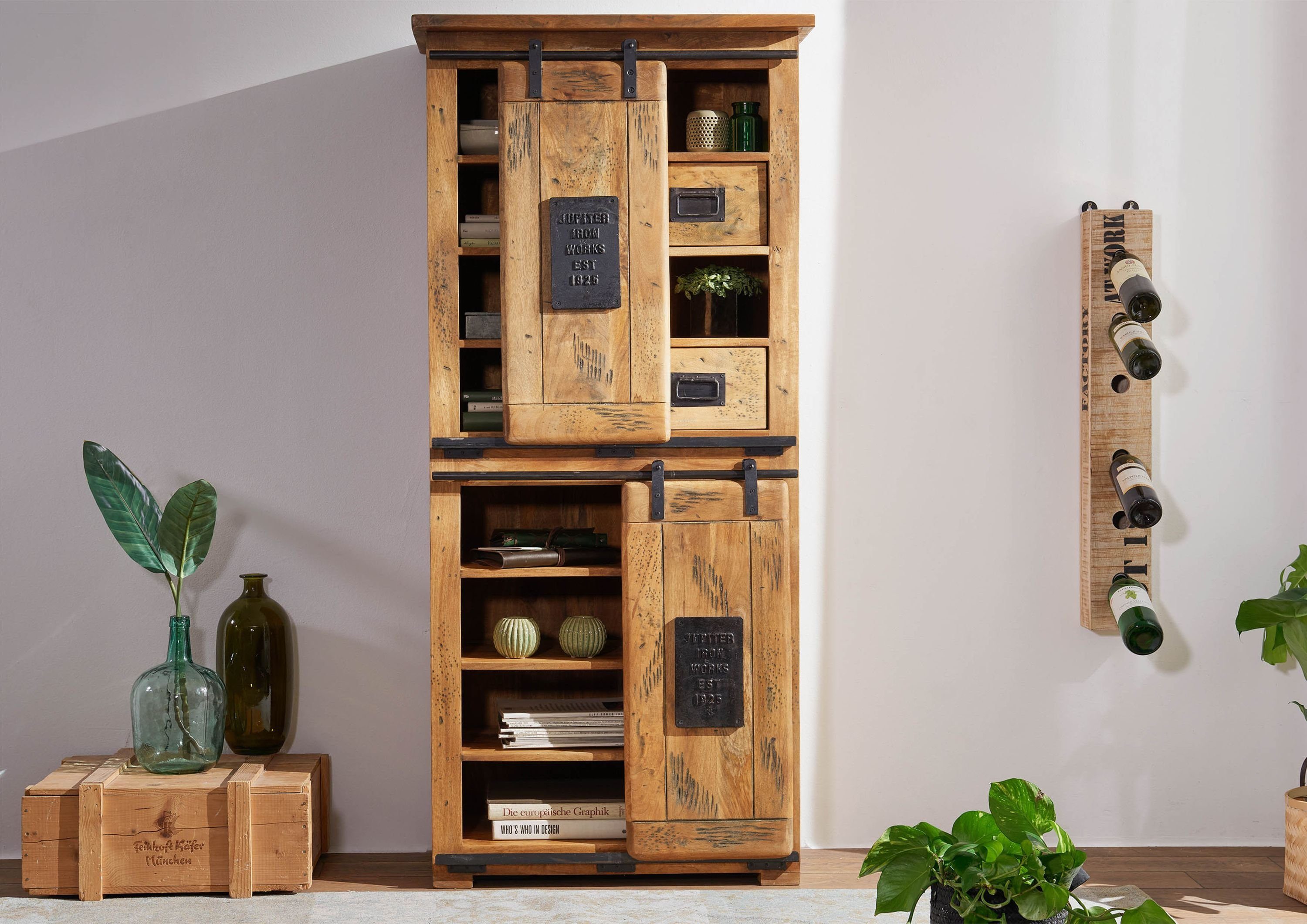 Massivmoebel24 Dreh-/Schwebetürenschrank #117 (Schrank Mango 80x45x175 günstig online kaufen