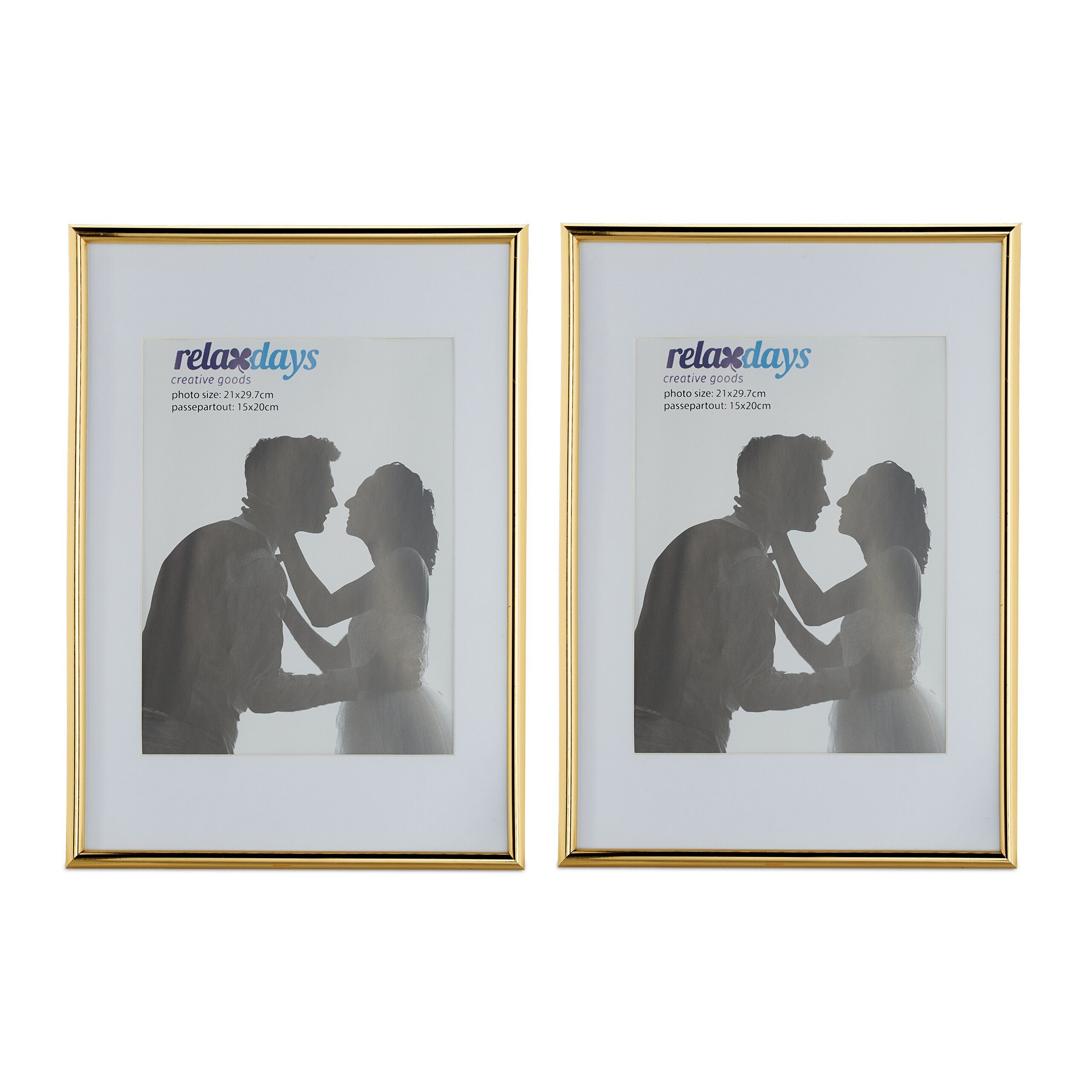 relaxdays Bilderrahmen Bilderrahmen 2er Set 20x30 cm, Gold