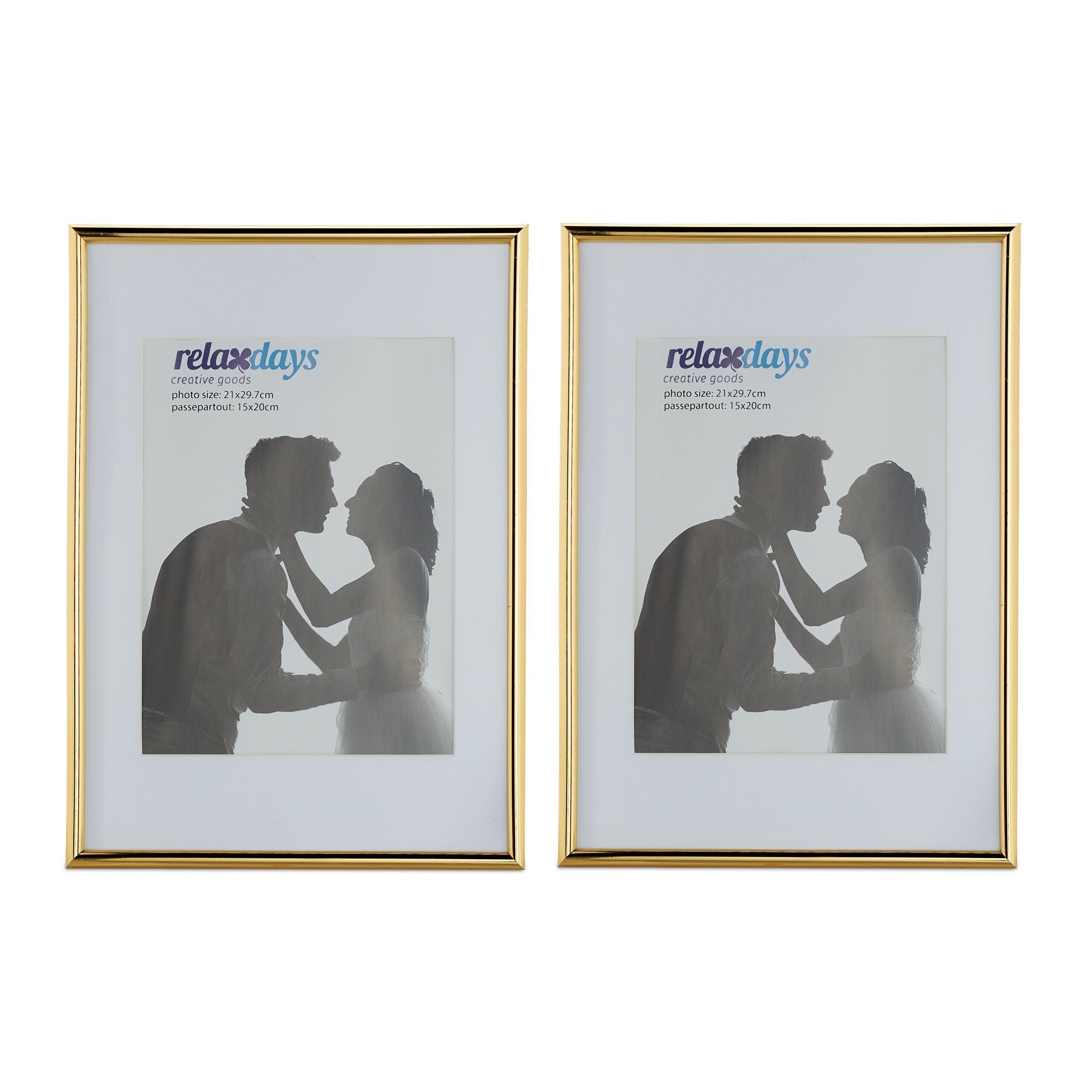 relaxdays Bilderrahmen 2er Set 20x30 cm, gold günstig online kaufen