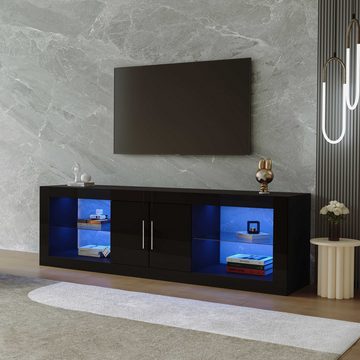 BlingBin TV-Schrank Moderner TV-Ständer (1-St., stilvoller Aufbewahrungsschrank mit geräuschlose Scharniere) Bluetooth-Steuerung, 16-Farben-LED, verstellbare Einlegeböden