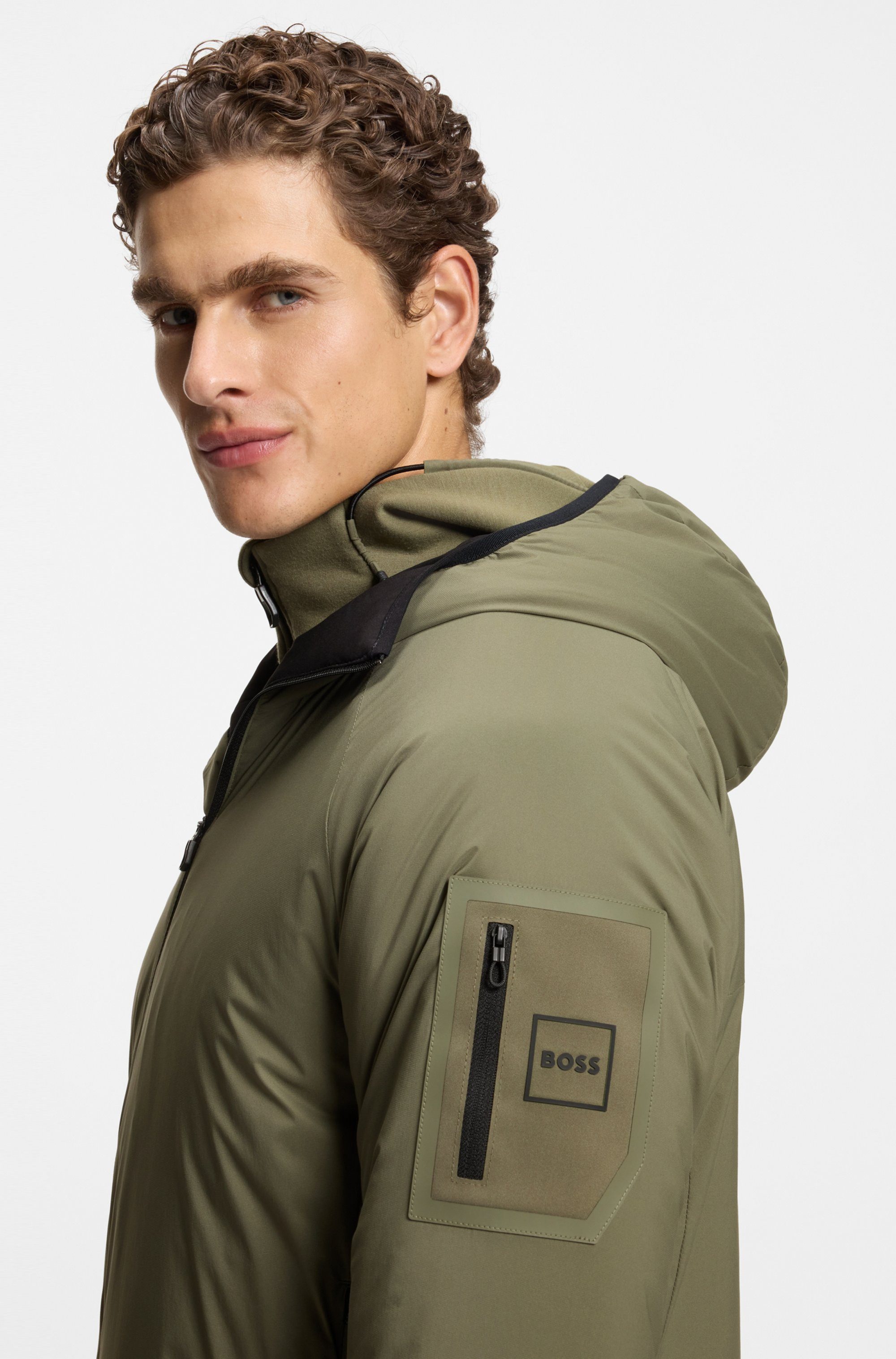 BOSS GREEN Outdoorjacke leicht wattiert, 4-Wege-Stretch-Qualität, Regular Fit