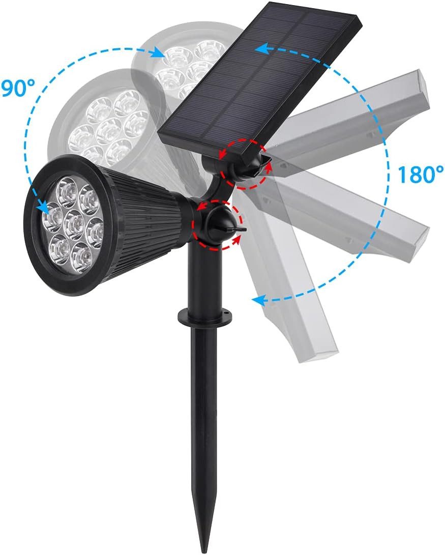 Salcar LED Solarleuchte 2 Set Solarleuchten Außen LED Gartenstrahler Solarspot Solarstrahler, 2 Helligkeitsstufen, 350 lm Solarstrahler mit 2-in-1 Montage, 1800 – Bild 4 von 5