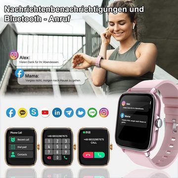 EpochAir mit Whatsapp Funktion Geburtstag Weihnachten Geschenk Smartwatch (1,70 Zoll, Android iOS), mit Telefonfunktion Damen Touchscreen Fitness Tracker Schrittzähler