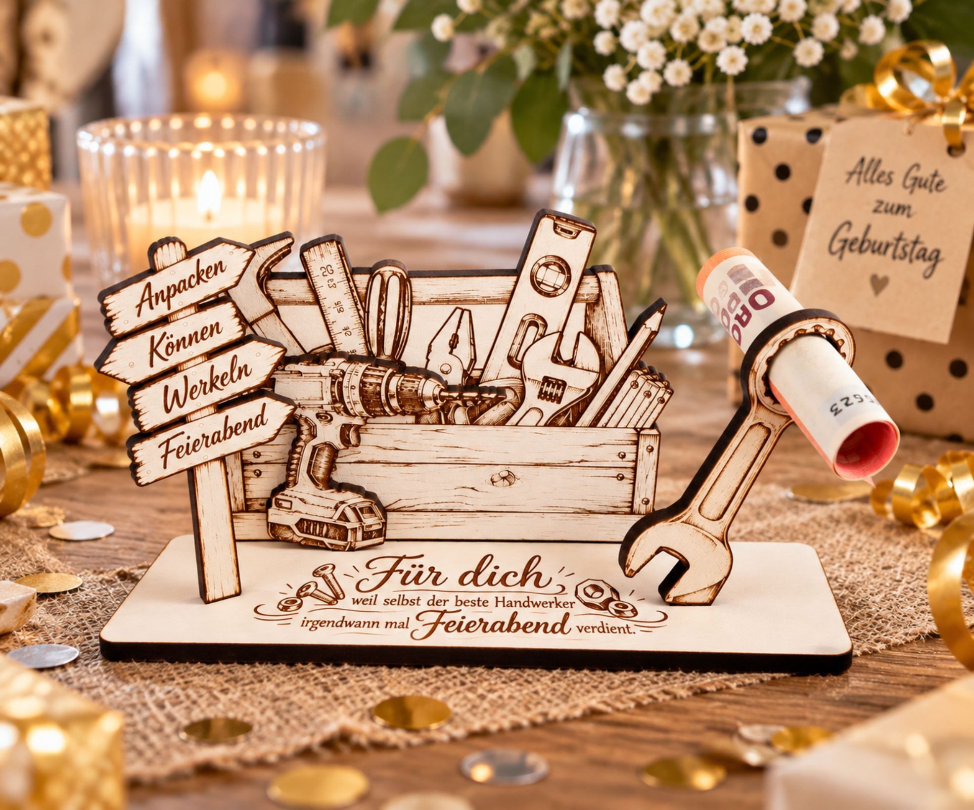 Dekolando Geschenkkarte Handwerker Geldgeschenk Werkzeug Geschenk für Heimwerker 14x8cm – Bild 3 von 5