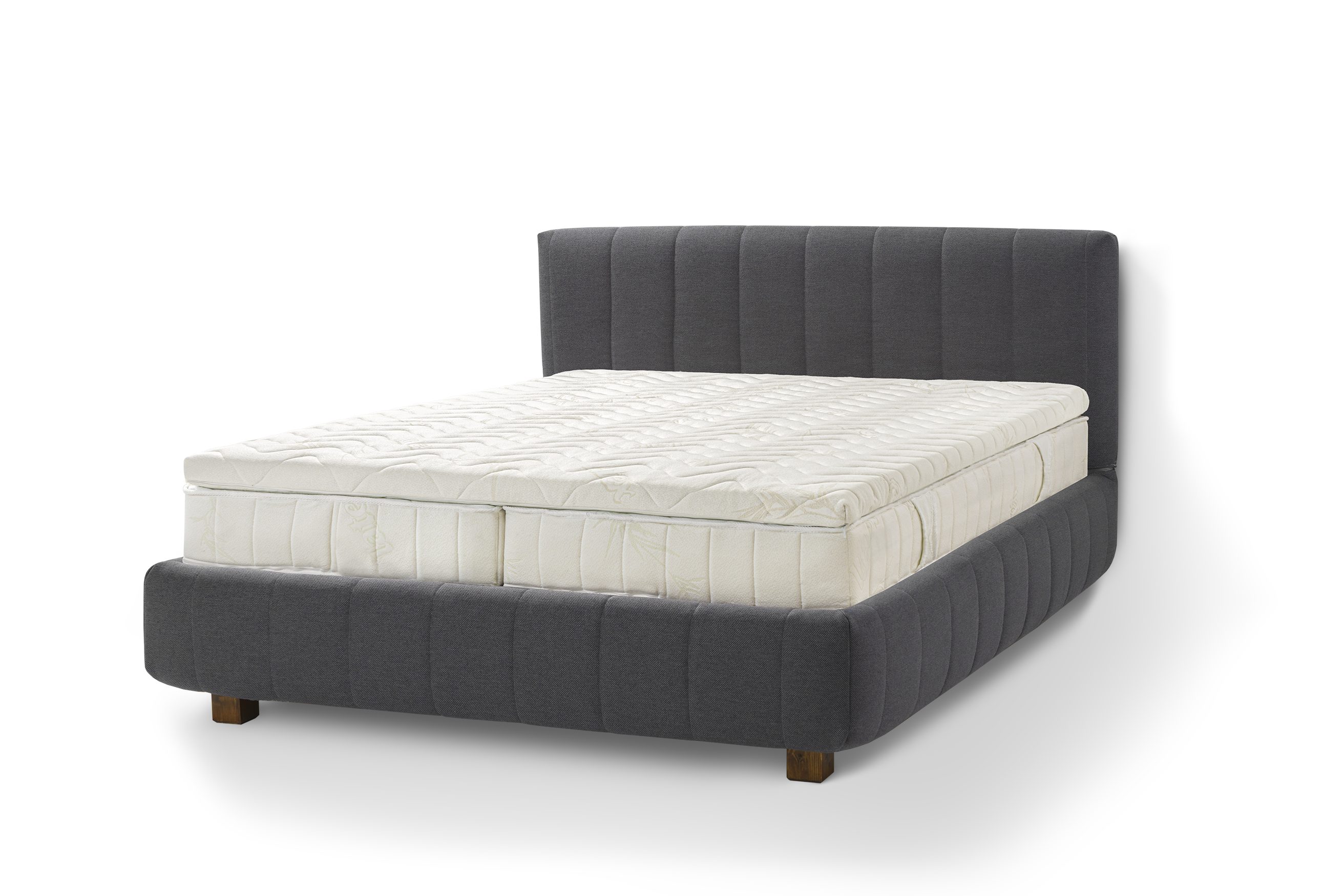 aus Dark Calma, hochwertigem Letti Holzbett Massivholz Siena Gray hergestellt Moderni Bett