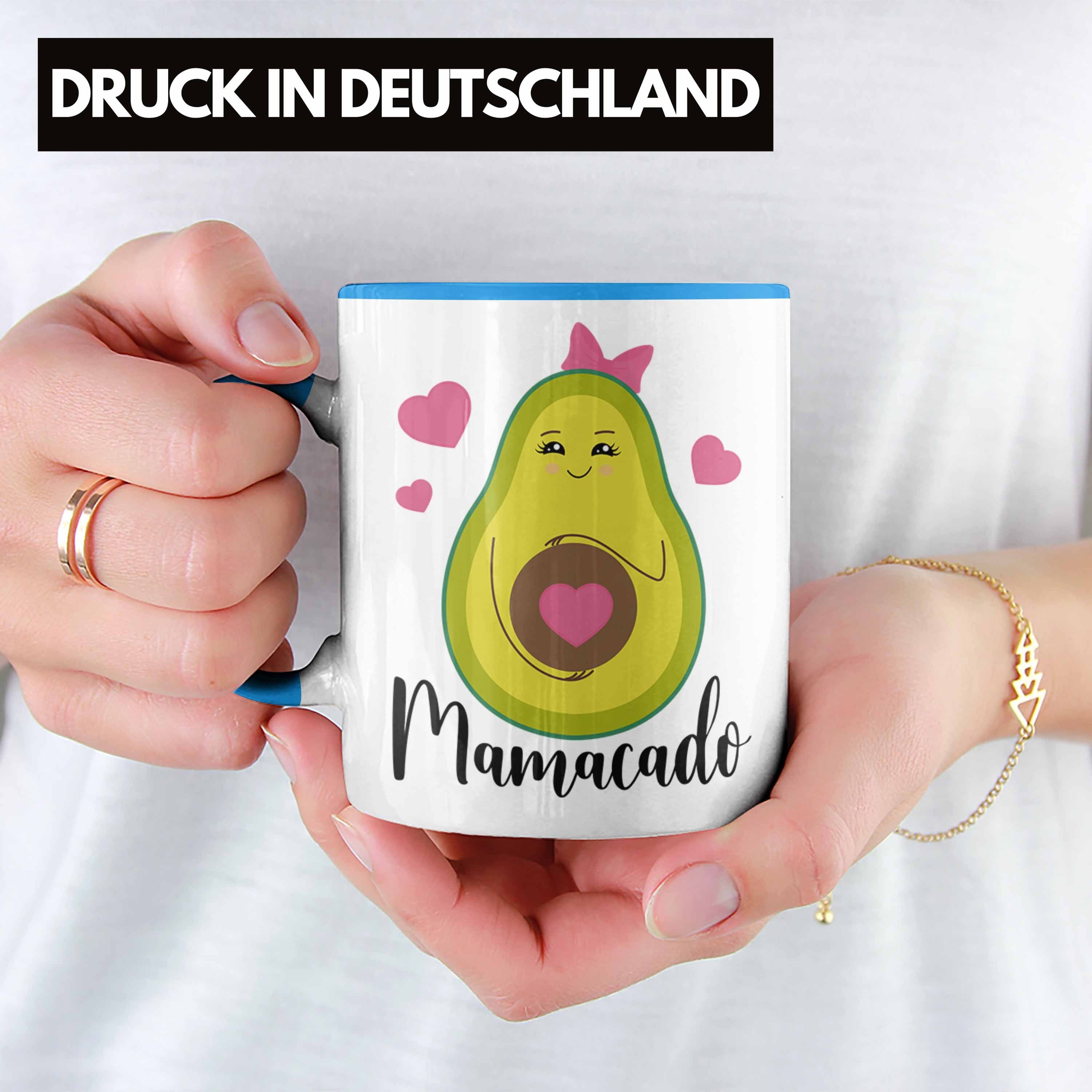 Trendation Tasse Geschenk - Tasse Avokado Blau Geschenkidee Schwangerschaft Verkünden Mamacado Trendation