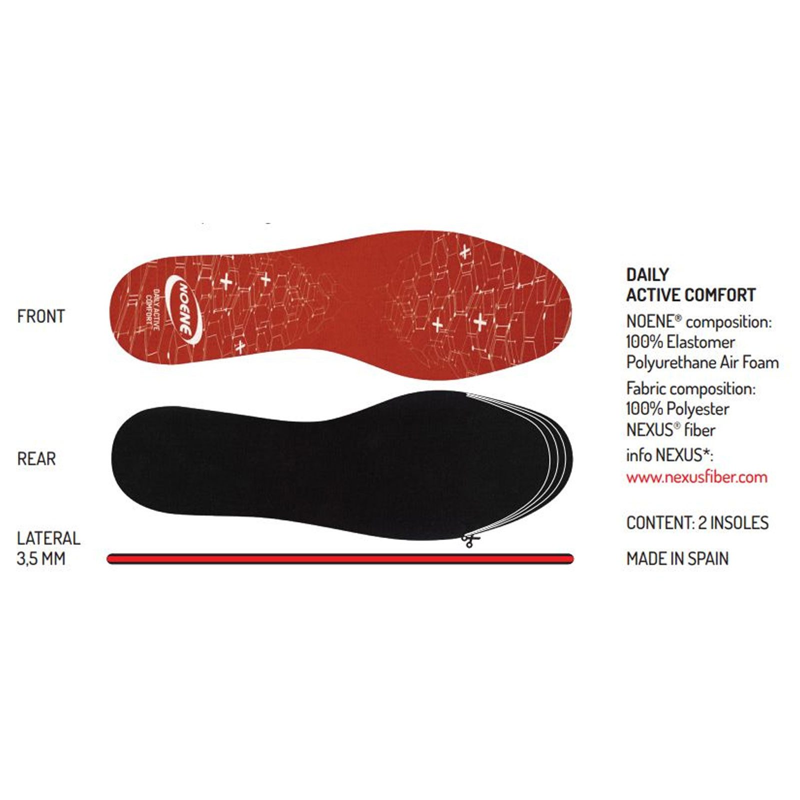Noene Einlegesohlen Daily Active Comfort Einlegesohle (1-tlg), Für Menschen die viele Stunden stehen.