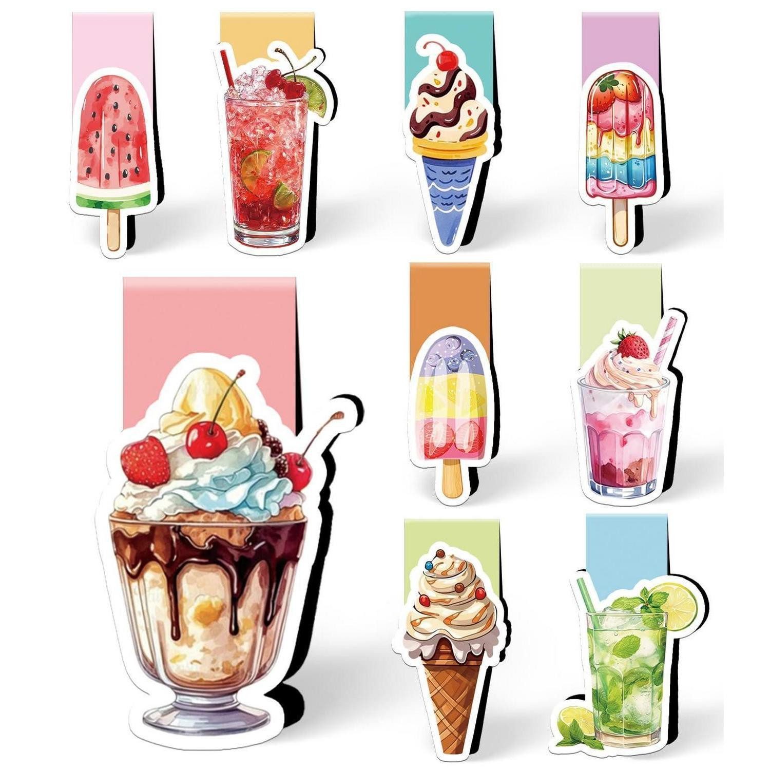 LuxusKollektion Lesezeichen Magnetische Lesezeichen Kinder Eis-Design 9-tlg Set