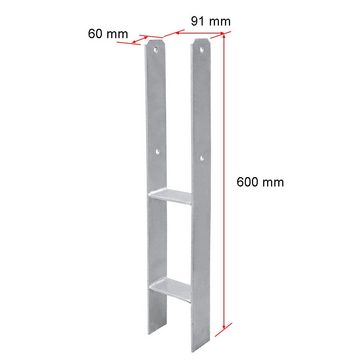 Bettizia Pfostenträger Pfostenanker Zaun Pfostenträger H-Pfostenträger 600MM H-Anker 81-141MM