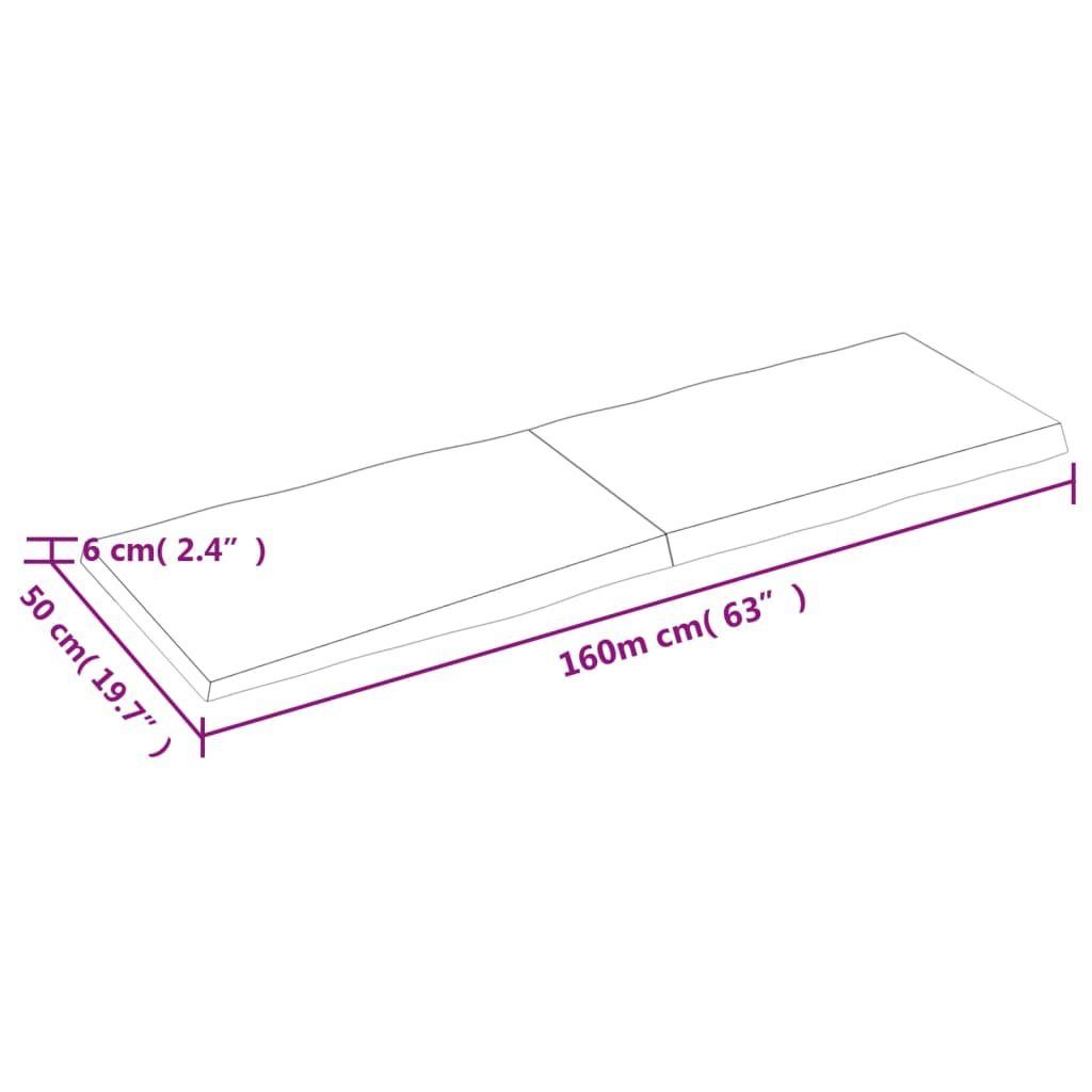 furnicato Tischplatte 160x50x(2-6) cm (1 Massivholz Baumkante St) Unbehandelt