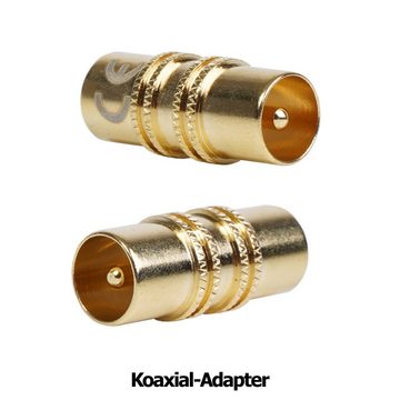 Hama HQ 1,5m Antennen-Kabel 110db Koaxial-Kabel Braun Video-Kabel, Koaxial, Koaxial (150 cm), 90° Winkel-Stecker, Koax-Kabel, 4-Fach geschirmt, vergoldet, 1,5m lang