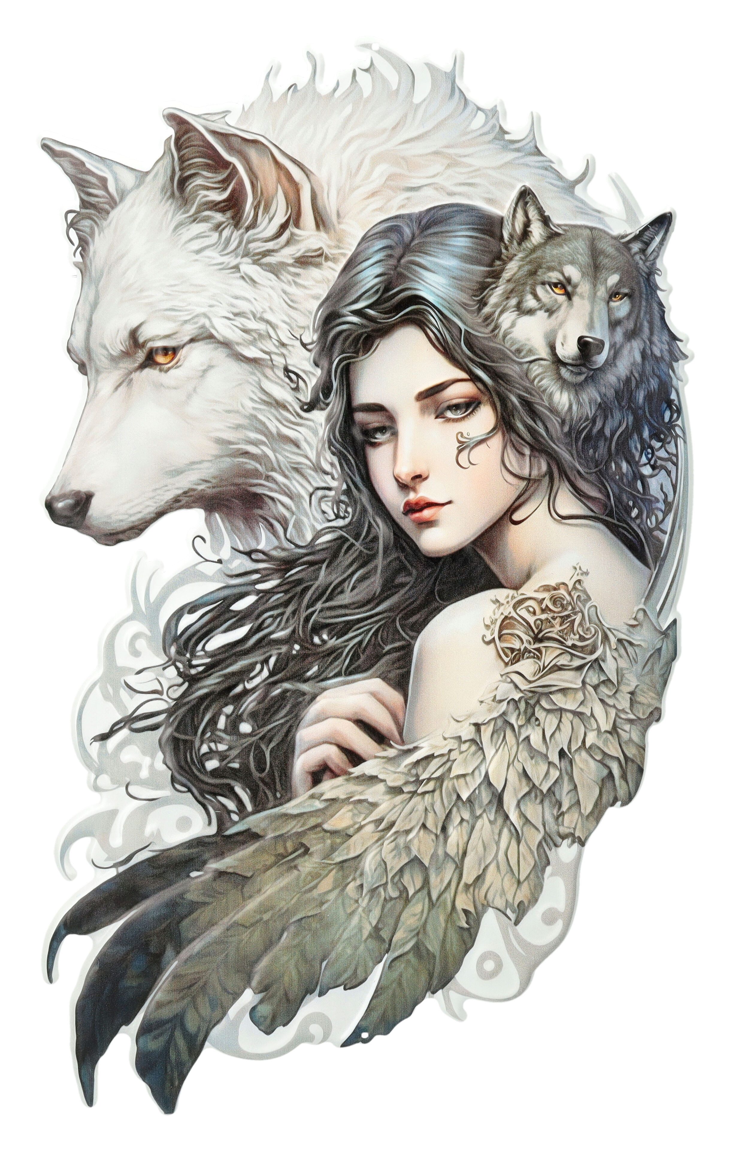 Figuren Shop GmbH Metallschild Blechschild - Kiegerin des Lichtes mit Flügeln - Fantasy Metallschild