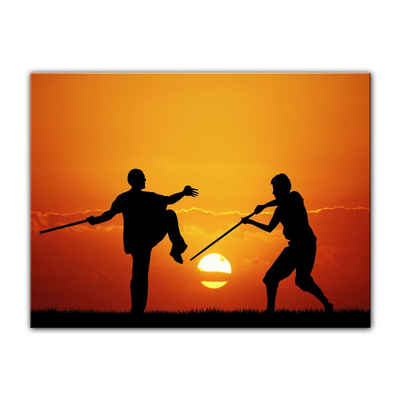Bilderdepot24 Leinwandbild Silhouette - Kung Fu, Sport
