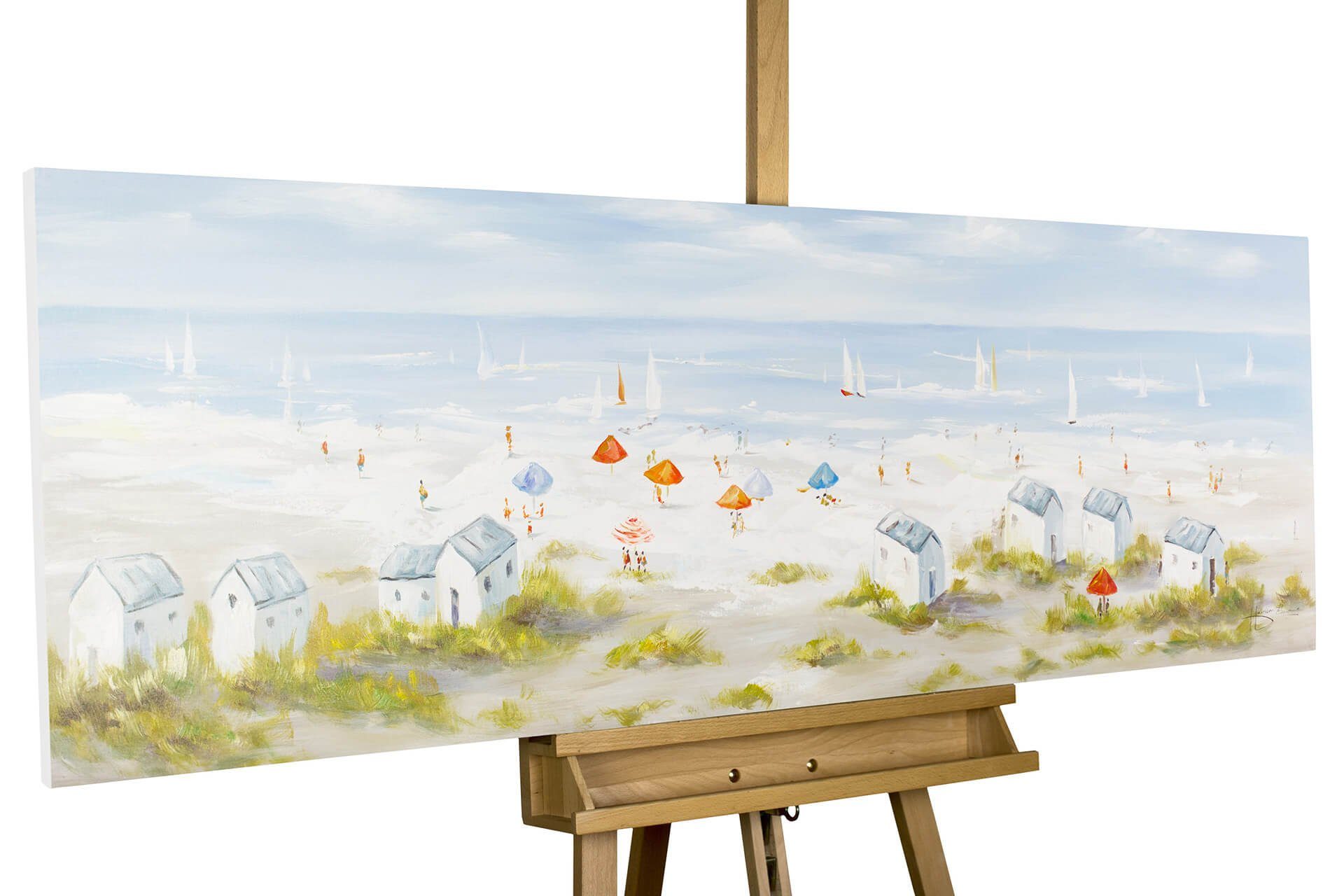 KUNSTLOFT Живопис Brise der Nordseeluft 150x50 cm, Leinwandbild 100% HANDGEMALT Wandbild Wohnzimmer