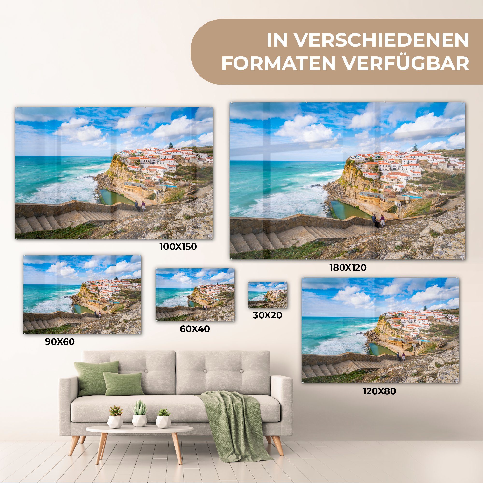 von Schlafzimmer & St), MuchoWow Acrylglasbilder (1 Küste Acrylglasbild Portugal, Wohnzimmer