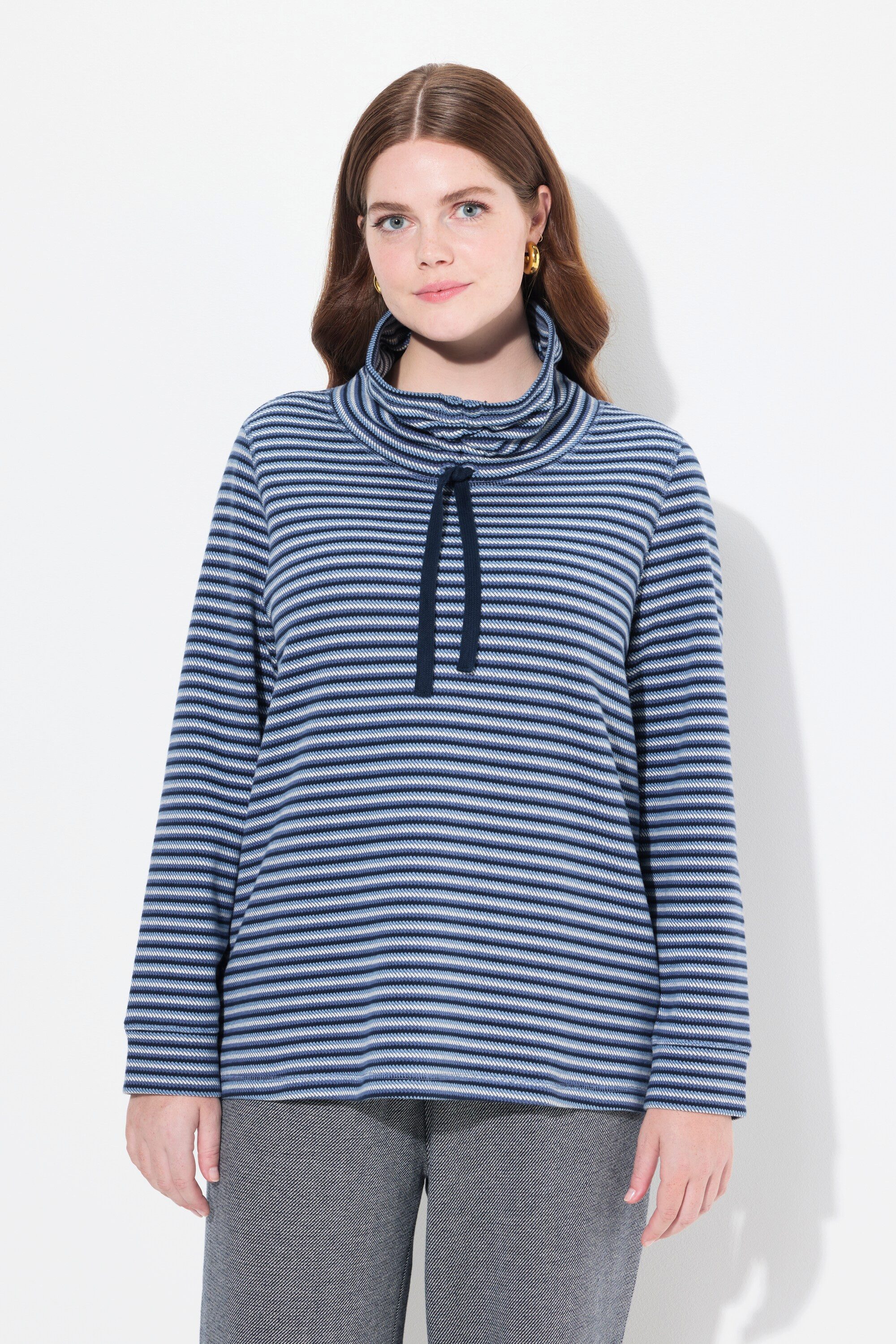 Ulla Popken Sweatshirt Sweatshirt Stehkragen Langarm günstig online kaufen