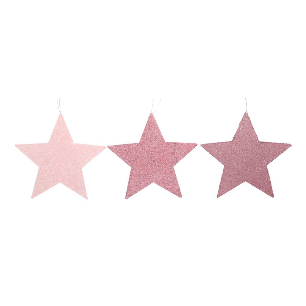 Vosteen Christbaumschmuck »3tlg. Anhänger GLORY rosa beere Stern mit gliter  Baumschmuck Weihnachten (3 Farb«