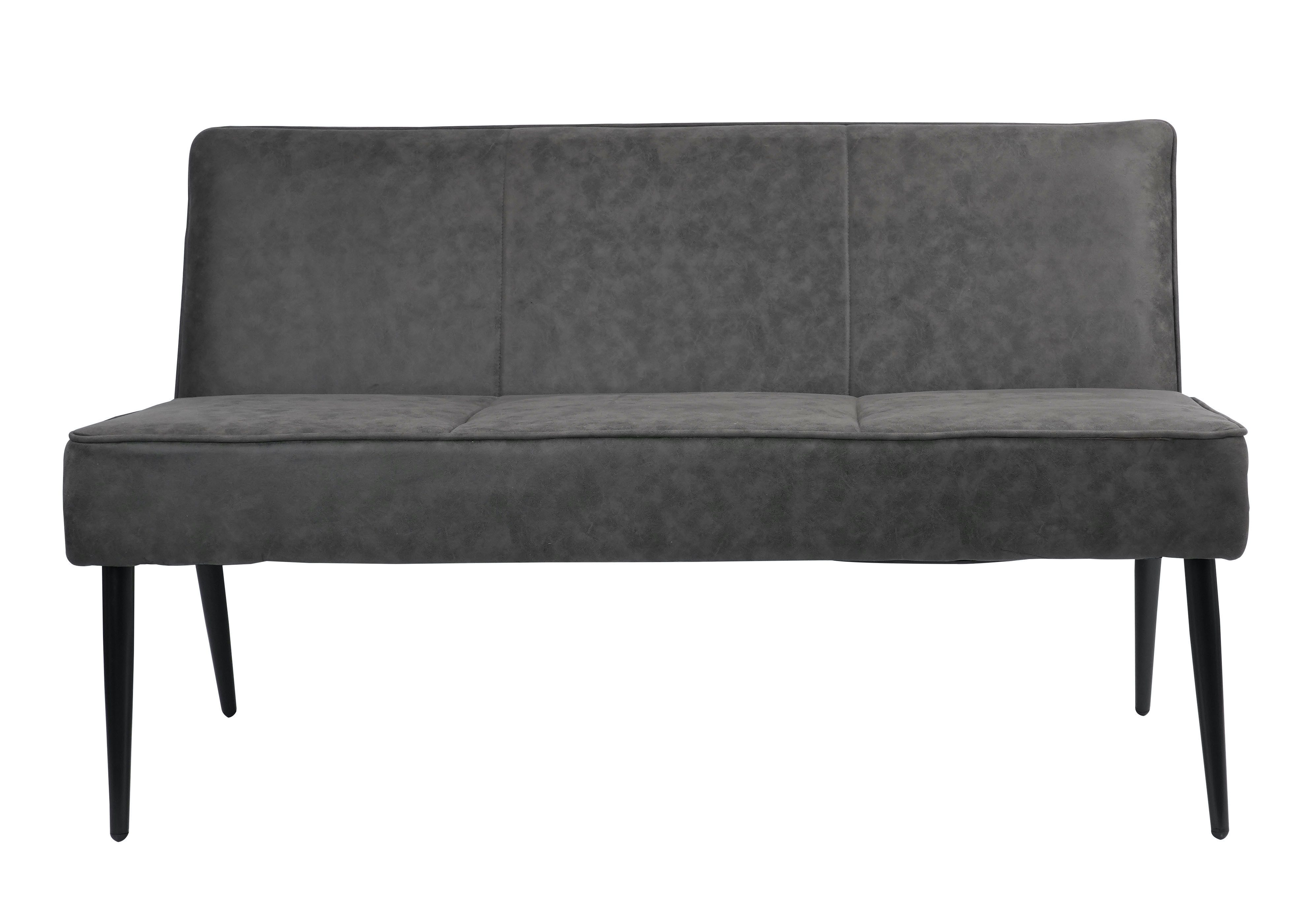YOZI Essbank Sitzbank Esszimmerstuhl Set Dunkelgrau Kunstleder Metallbeine schwarz (1-St), Frei im Raum stellbar