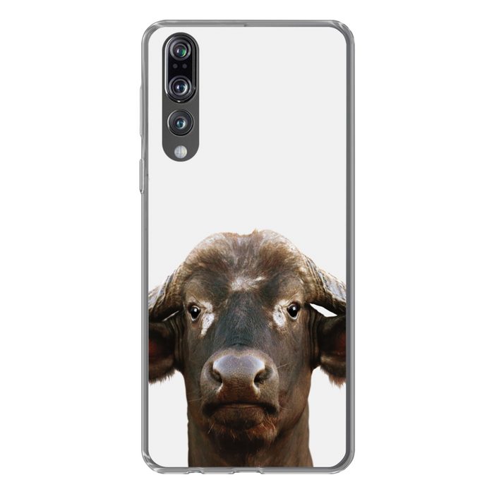 MuchoWow Handyhülle Büffel - Wasserbüffel - Kopf - Kuh - Hörner - Jungen - Mädchen Handyhülle Huawei P20 Pro Handy Case Silikon Bumper Case
