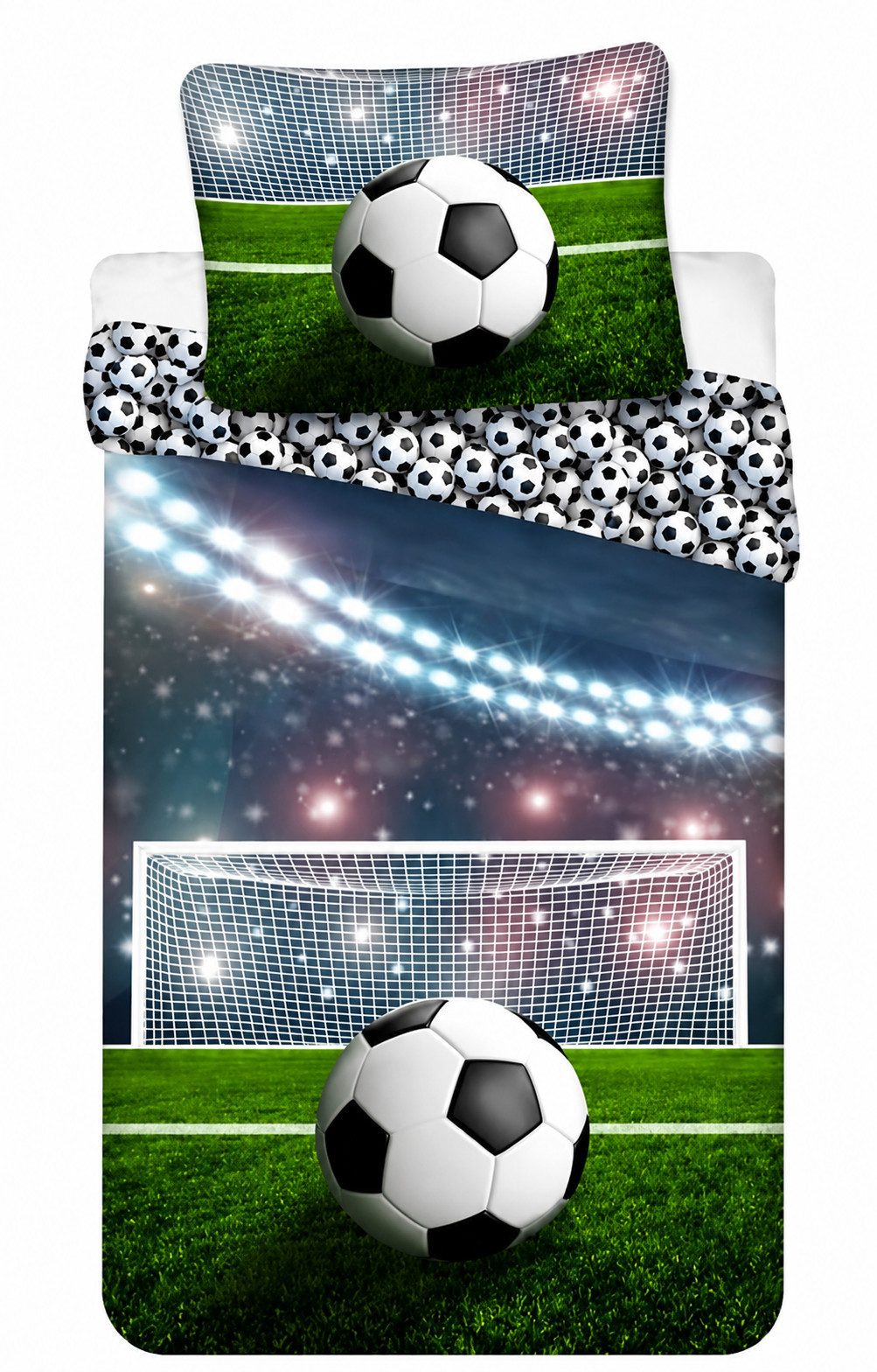 BrandMac Kinderbettwäsche Bettwäsche Set Fußball 2tlg. 135x200 cm + 80x80 cm 100% Baumwolle, 2 teilig, Langlebig